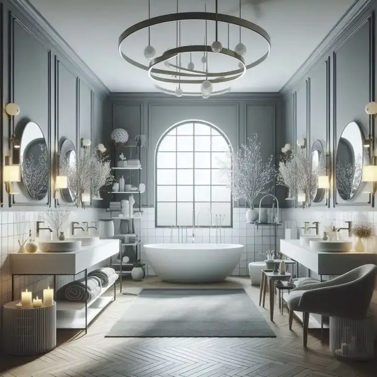 Gray and White Bathroom Design 