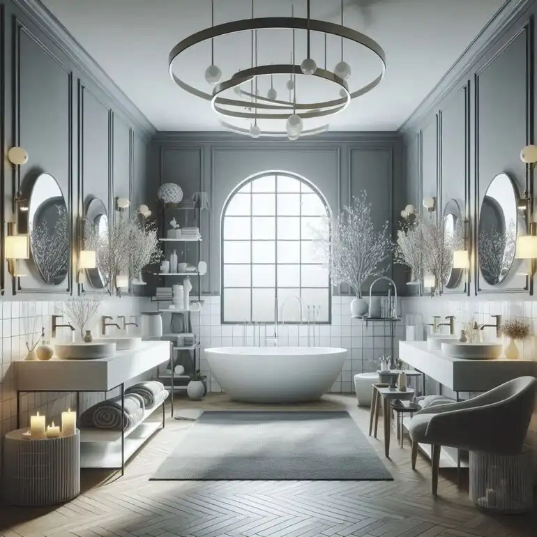 Gray and White Bathroom Design 
